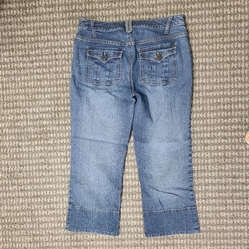 Sonoma Light Blue Flare Capri Jeans‎ Size 6p RAMIE COTTON POLY SPANDEX